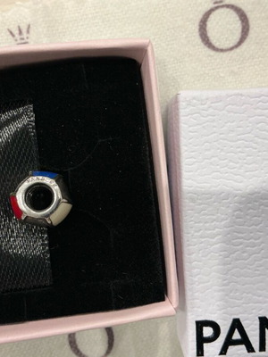 Pandora charm ασημένιο τόπι μεταχειρισμένο κόκκινο άσπρο μπλε ασημί