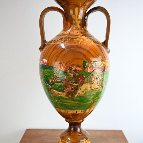 Unique amphora with Greek scenes used, 65 cm height