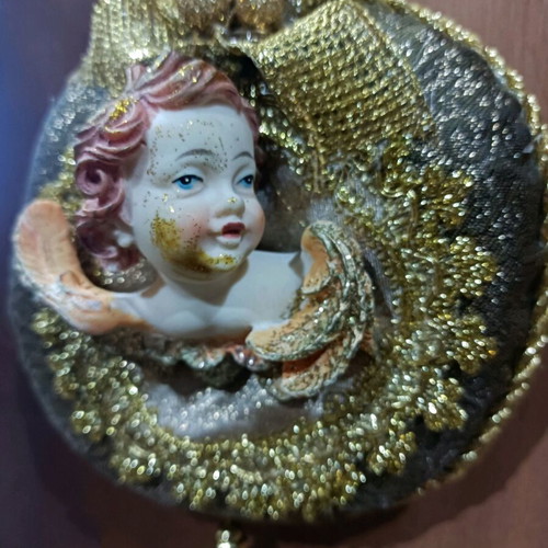 Vintage Christmas Hanging Angel Pillow new
