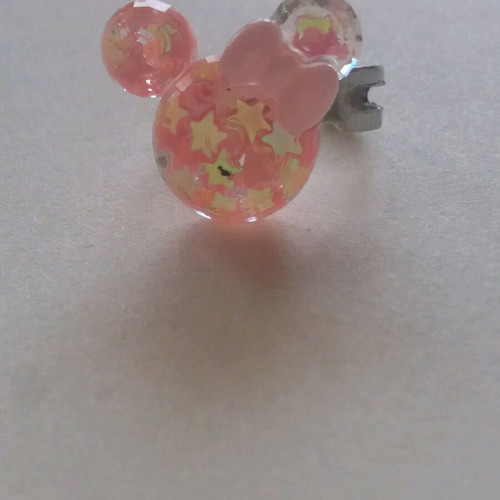 Mini mouse ring like new, pink with rhinestones and glitter