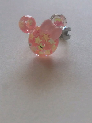 Mini mouse ring like new, pink with rhinestones and glitter