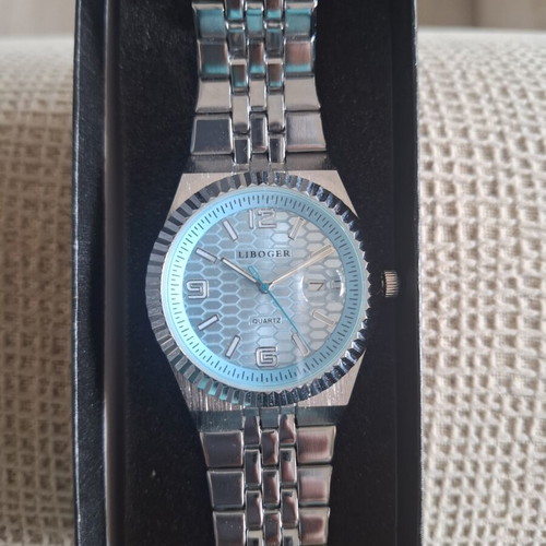 Linger Light Blue Pearl Watch New Quartz Steel Back