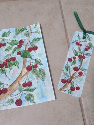 Handmade watercolor artwork and bookmark new