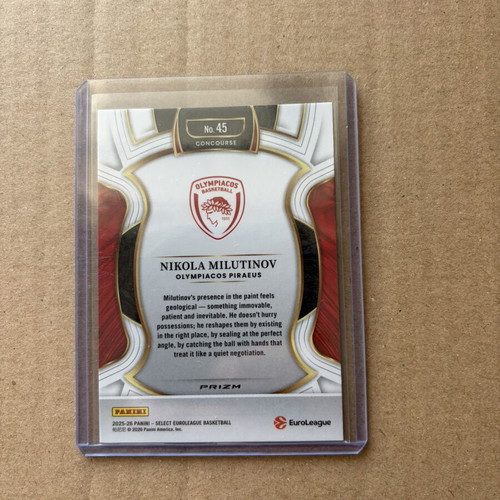 Panini Select EuroLeague Concourse Nikola Milutinov Cosmic SSP card like new Olympiacos