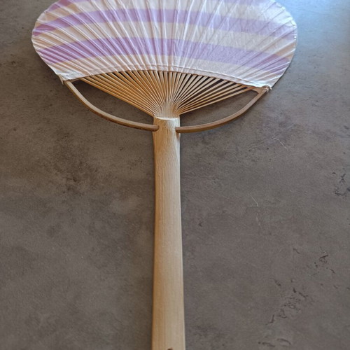 Flying-Tiger striped bamboo fan like new, purple