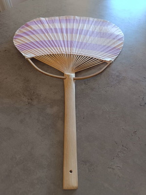 Flying-Tiger striped bamboo fan like new, purple