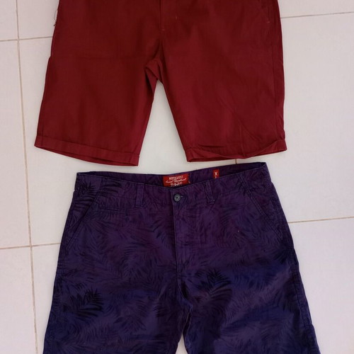 Men's chino style bermuda shorts, 2 pieces, 100% cotton, like new, size 36