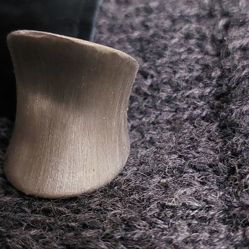Chunky solid silver 9.25 ring used, textured with adjustable vintage style