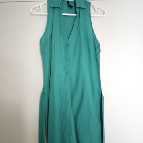 Pink Woman sleeveless long shirt, green turquoise, size S