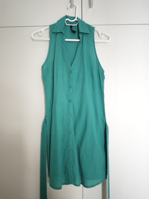 Pink Woman sleeveless long shirt, green turquoise, size S