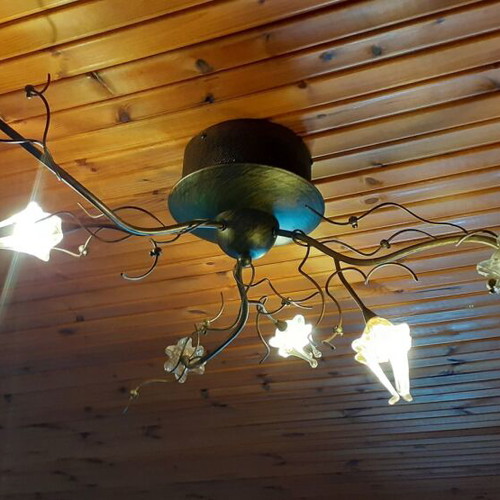Ceiling light bronze metal with glass shades like new