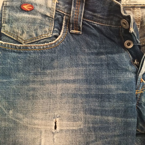 Energie men's jeans size 31 used with rips, straight fit, blue