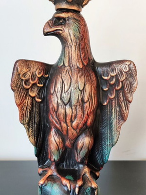 Rare ceramic eagle-shaped wine bottle like new