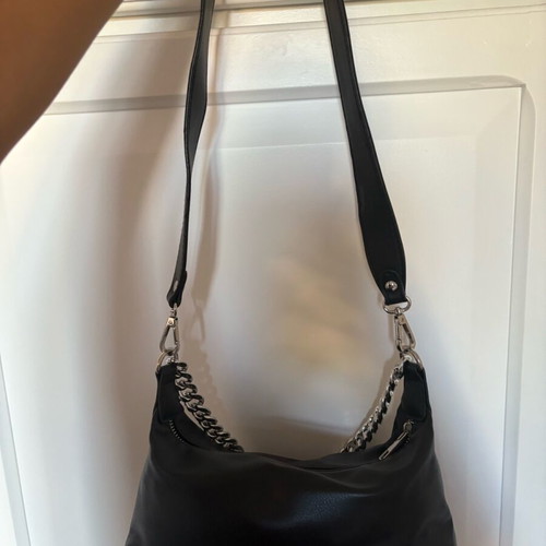 Black shoulder bag with silver chain like new