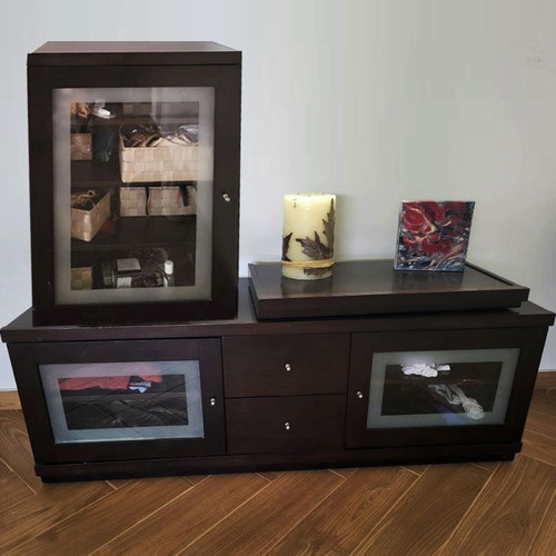 TV furniture like new with drawers and wenge display cabinet