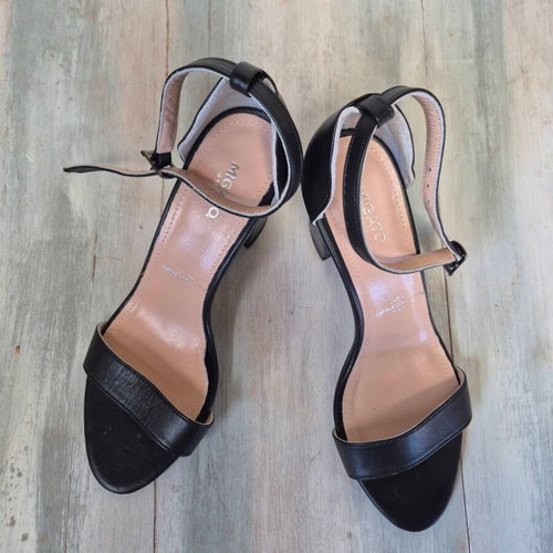 Migato black leather sandals size 40, heel height 8.5 cm, new