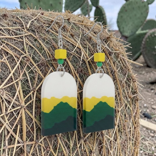 Mountain Horizon handmade earrings new, green mountain landscape