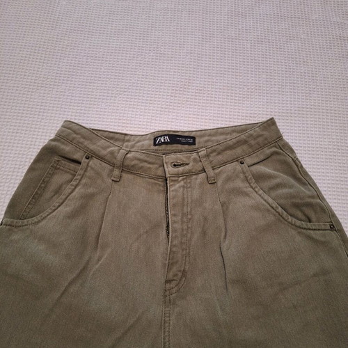 Women's high-waisted balloon jeans Zara green like new