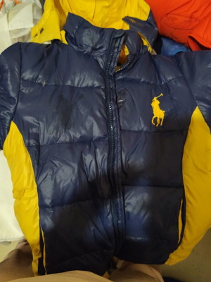 Puffer jacket Ralph Lauren used, blue and yellow, size 116 cm