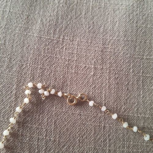 Silver 925 gold-plated necklace with white stones, short rosary 39cm