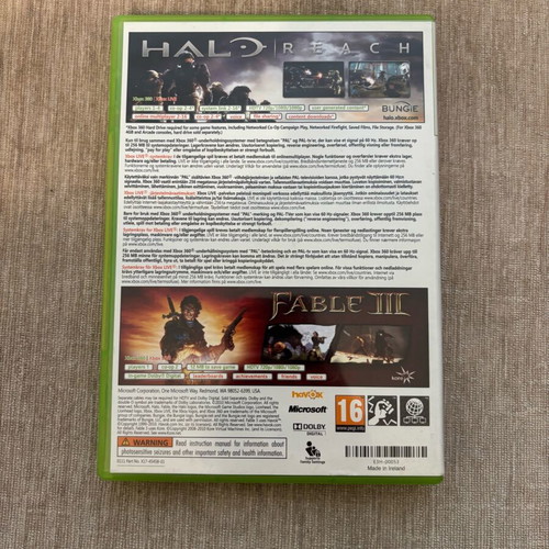 Halo Reach & Fable III Double Pack Xbox 360 used, full English