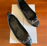 Balenciaga original pointed leather black & white shoes snake printed