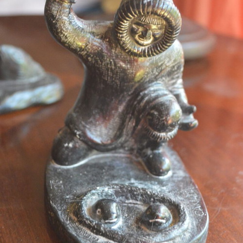 Three Inuit figurines used, indigenous Eskimo creations from Canada
