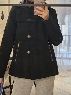Zara women's black small jacket with hood like new