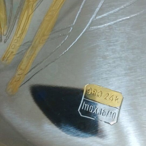Serving tray inox 18/10 with gold handles 30x47 cm