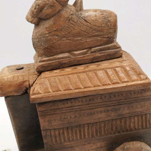 Nandi figure used Indian wooden box made of mango wood
