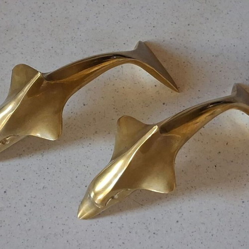 Vintage brass dolphin paperweights solid brass like new