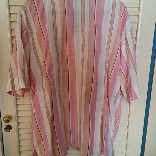 Gina Laura striped shirt with zipper used, white and pink, cotton and polyester, size XL