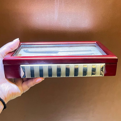 Antique cheese cutlery set like new with wooden box