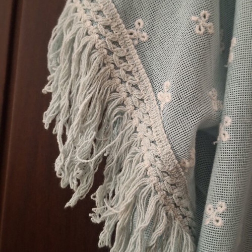 Kimono long mint color with fringes like new by Achilleas Accessories