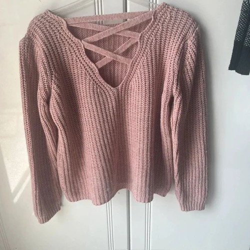Bundle of 2 knitted women's sweaters beige/grey and dusty pink like new, size S