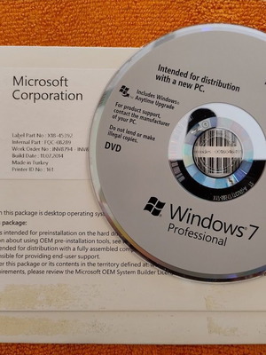 MS Windows 7 Professional DVD εγκατάστασης σαν καινούργιο, 64-bit