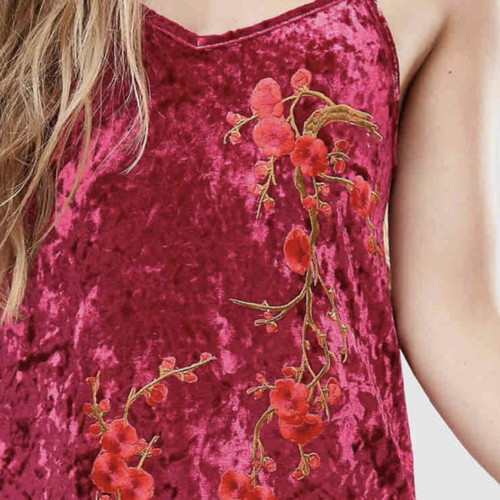 Velvet mini dress Minkpink used, size Small, Cherry Blossom model