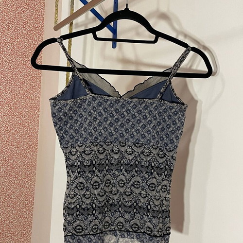 Mexx lace print thin strap top size S/M like new, blue and black