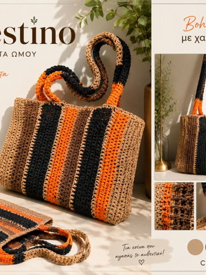 Celestino shoulder bag like new, boho striped knit design