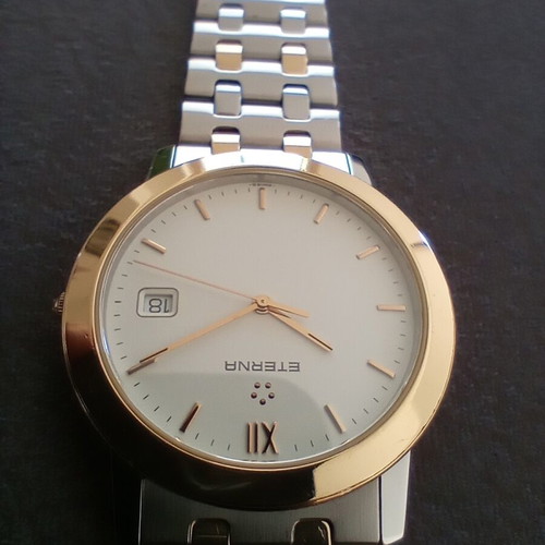 Eterna 3100 men's watch like new, steel and 18k gold plated