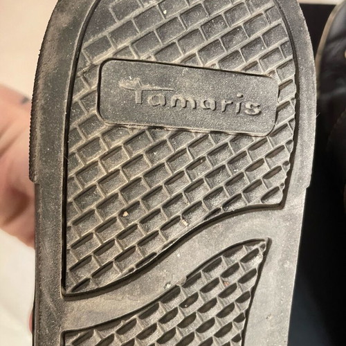 Tamaris black athletic shoes used with gold detail, size 39