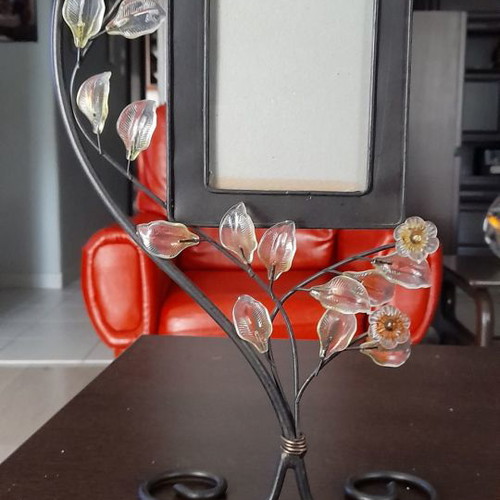 Photo frame used with decorative leaves and metal