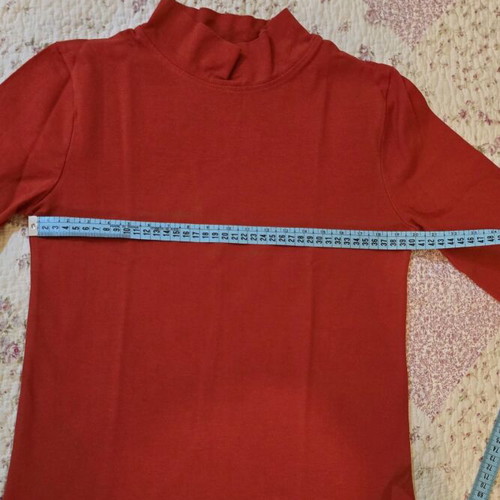 Zara Cotton Blouse New Red with Three-Quarter Sleeve and Low Turtleneck Size Medium