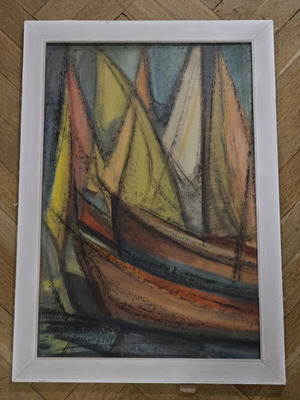 Dimitris Pharmakopoulos painting with sailboats like new