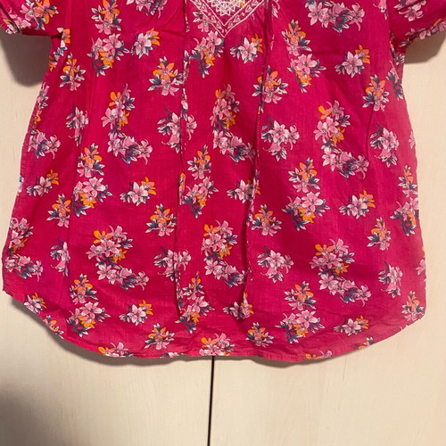 H&M Romantic Pink Cotton Short-Sleeve Shirt like new with embroidery