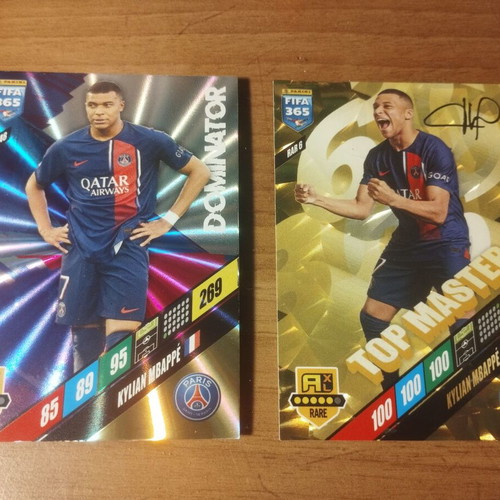 Panini Adrenalyn 2024 Mbappe Top Master and Dominator cards