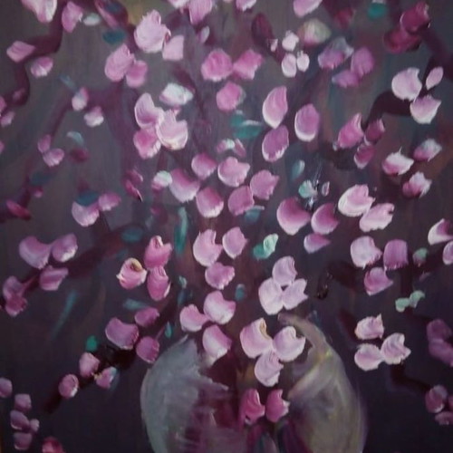 Dora Bouki oil painting with personal dedication, 1979