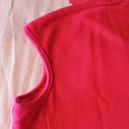 Lacoste sleeveless vintage shirt with collar and V-neck, red