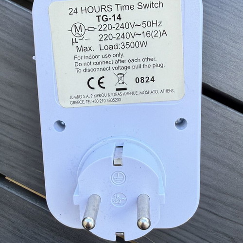 Mechanical Timer Plug HGI TG-14 like new, 220-240V, 3500W, 16A