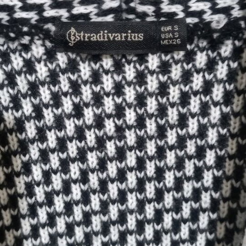 Stradivarius long wool cardigan used, black and white, small